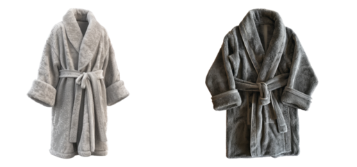 Fleece robe isolated on transparent background, set of