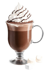 Chocolate Mocha Drink with Whipped Cream on a transparent background