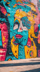 Vibrant street art mural featuring musical themes and colorful expressions