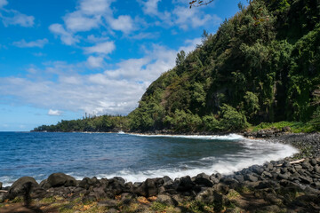 Beautiful coastal landscape on the island of La Reunion, France