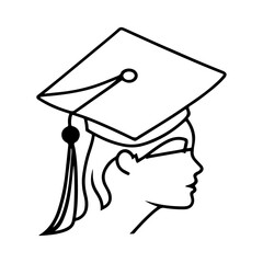 graduation caps,  Vector illustration silhouette, black color silhouette  