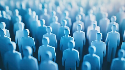 Obraz premium Abstract Crowd of Blue Silhouettes