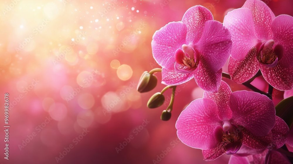 Poster floral banner design, stunning orchids creatively arranged to complement and enhance your text or gr