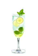 Lime Lemonade in Glass on a transparent background