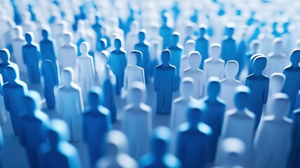 Fototapeta premium A Large Crowd of Blue and White Silhouettes