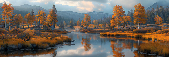 Autumn Landscape in Yellowstone National Park