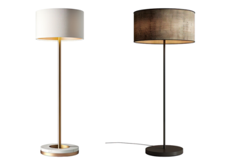 Modern floor lamp isolated on transparent background, set of