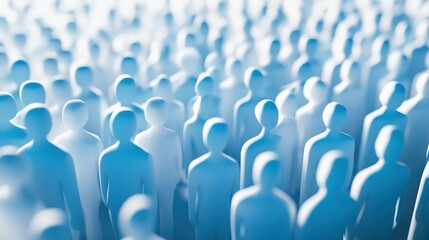 Fototapeta premium A Crowd of Faceless White Figures in Blue Hues