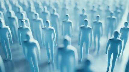 Obraz premium Abstract Crowd of Blue Silhouettes