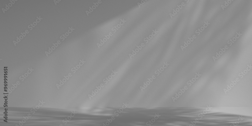 Poster white minimalist studio for product presentation. empty room with shadows of palm leaves. 3d room ba