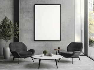 Modern Interior Mockup Poster Design with Classic White Decor