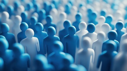 Fototapeta premium Abstract Crowd of Blue and White Figures