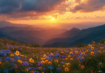 Obraz premium Sunrise in the Carpathian Mountains