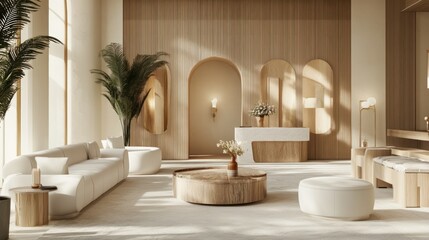 Modern Minimalist Living Room Interior with Wooden Accents