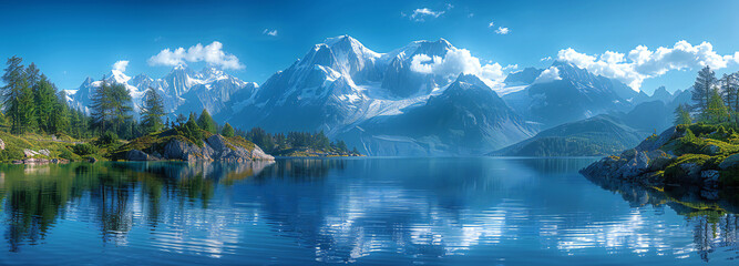 Obraz premium Lac Blanc Panorama with Mont Blanc