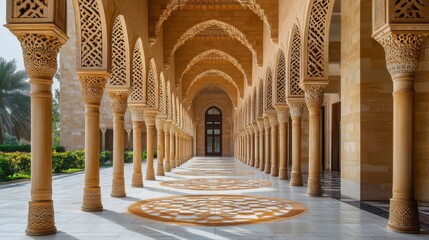 Islam banner design background. Social media posts. Muslim Holydays concept: Ramadan Kareem, New Year. The symbol of the Islamic religion and a empty space for text.