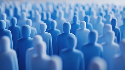 Obraz premium A Close-up of a Dense Crowd of Blue Silhouettes