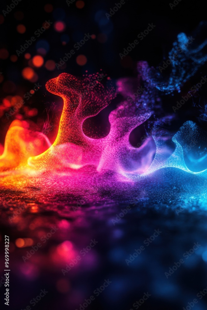 Aufkleber vibrant digital art depiction of multicolored sound waves with glowing abstract patterns in motion