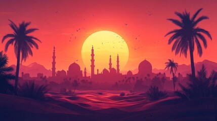 Islam banner design background. Social media posts. Muslim Holydays concept: Ramadan Kareem, New Year. The symbol of the Islamic religion and a empty space for text.