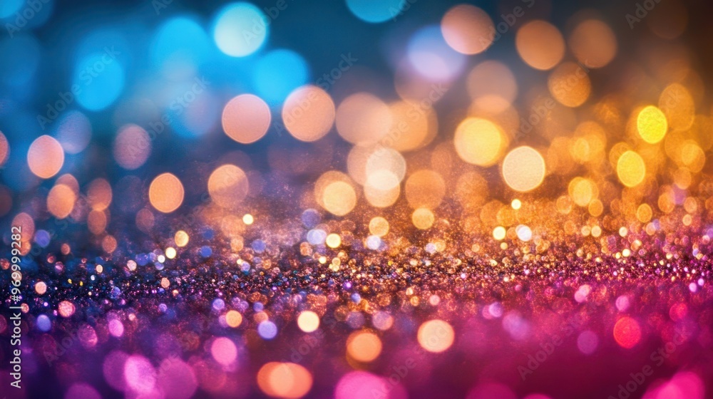 Wall mural abstract blurred background with colorful bokeh lights