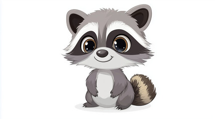 Obraz premium Illustration of a cute cartoon raccoon isolated on a white background. Cute cartoon animals. cartoons. Illustrations 