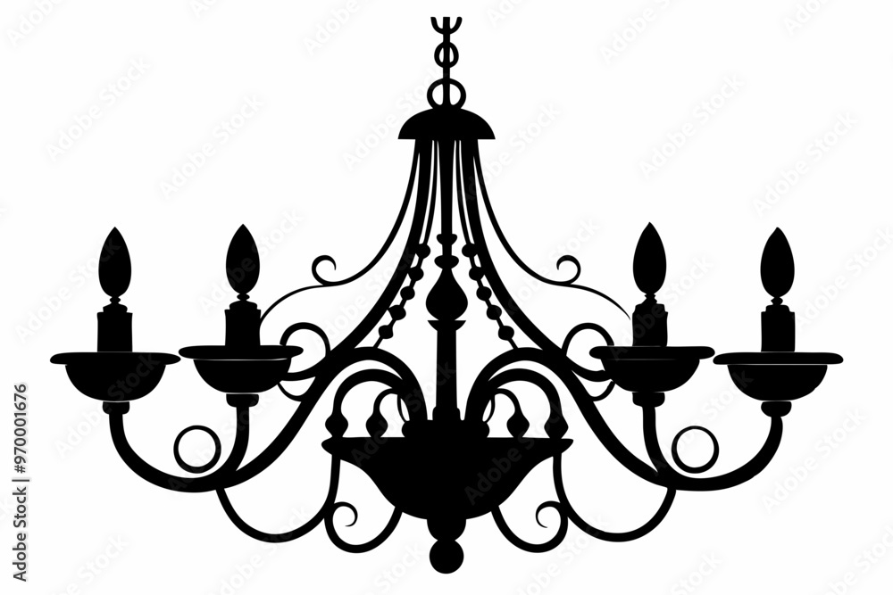 Wall mural set of lamps. chandelier silhouette vector illustration