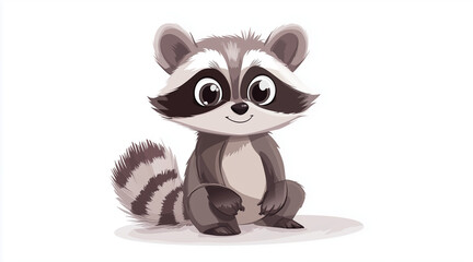 Fototapeta premium Illustration of a cute cartoon raccoon isolated on a white background. Cute cartoon animals. cartoons. Illustrations 