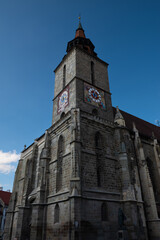 Views on the iconic Black Church in Brasov, the Biserica Neagră, a stunning Gothic Lutheran cathedral from the 14th century, Brasov, Romania