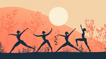 Minimalist yoga day design with flowing poses
