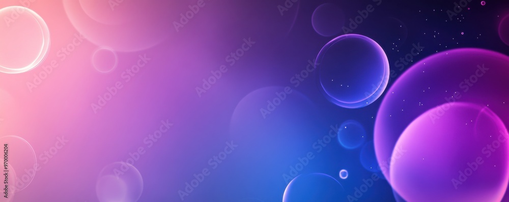 Poster modern minimalistic background with vibrant gradient and bubbles for contemporary design projects