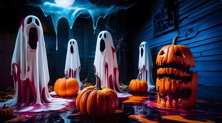 Spooktacular Halloween jack-o-lantern with a menacing grin, perfect for autumnal festivities