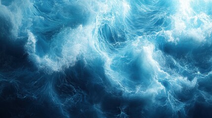 Obraz premium captivating blue and turquoise waves swirling endlessly, forming a hypnotic ocean scene for a relaxing concept banner