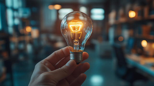 A person is holding a light bulb in their hand