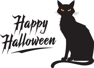 Happy Halloween black cat vector design