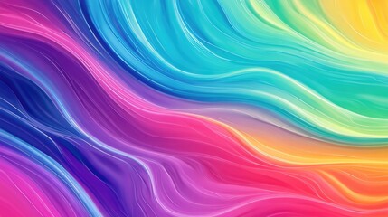 Vibrant Rainbow Wave. Colorful Abstract Illustration with Dynamic Curves and Neon Effects
