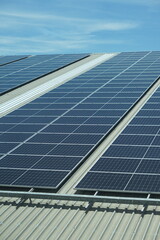 the rooftop of factory warehouse. renewable energy of photovoltaic for reduce energy and carbon...