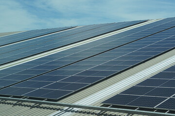 the rooftop of factory warehouse. renewable energy of photovoltaic for reduce energy and carbon...
