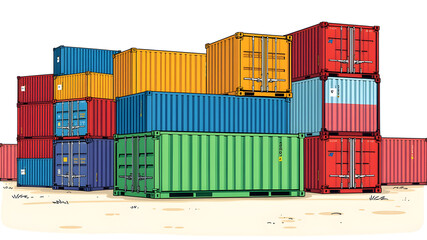 Fototapeta premium Shipping containers play a crucial role in the global economy. Generative AI