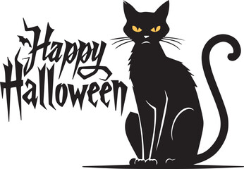 Happy Halloween black cat vector design