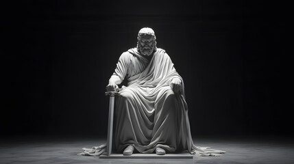 Stoic Statue Sculpture with Inspirational Background, Timeless Art and Motivational Concept