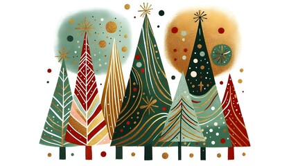 Obraz premium Árboles Navideños Dorados