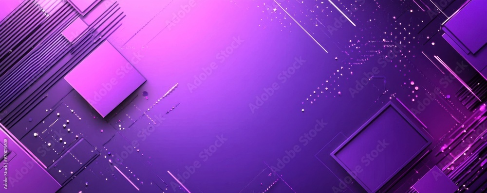 Poster purple abstract background with geometric shapes and lines creating a futuristic and modern digital 