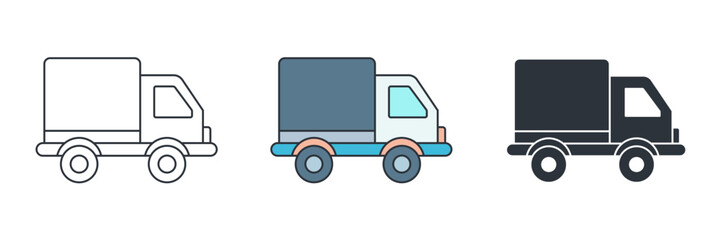 Fast shipping delivery truck icon symbol vector illustration isolated on white background
