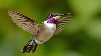 Fototapeta premium Magenta-throated Woodstar (Calliphlox bryantae) is a small hummingbird that makes its home in the forest edges and scrublands of Costa Rica and western Panama. 