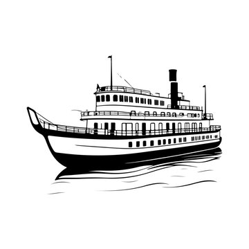 recommend clip art: riverboat silhouette vector , black color silhouette solid white background