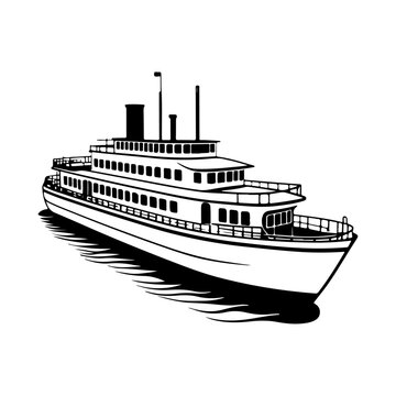 recommend clip art: riverboat silhouette vector , black color silhouette solid white background