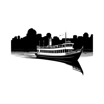 recommend clip art: riverboat silhouette vector , black color silhouette solid white background