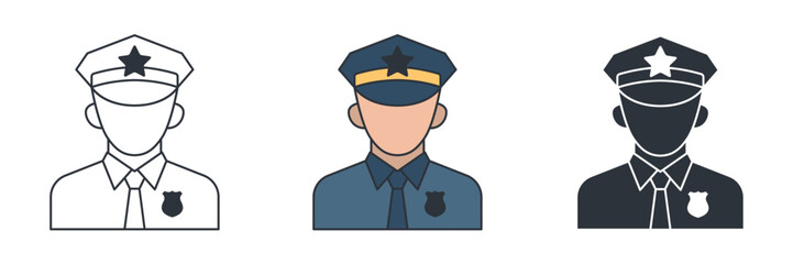 Police Officer icon symbol vector illustration isolated on white background