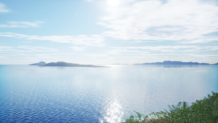 3D Serene Lake with Shimmering Sunlight Reflection
