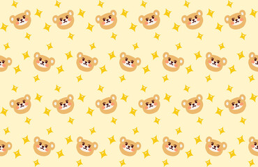 Fototapeta premium Cute seamless pattern star teddy bear animal hand wallpaper background pajamas cartoon adorable vector texture apparel brown yellow.